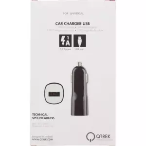 Qtrek Car Charger 1 USB 1A Zwart