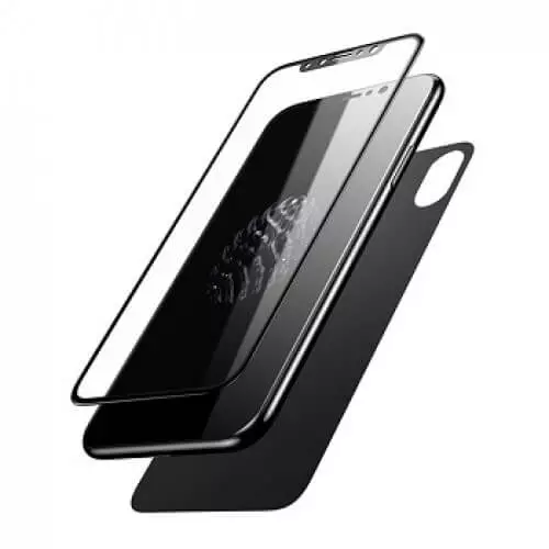 YM Protector iPhone X 5D glass protector Full Glue voor en achter zwart